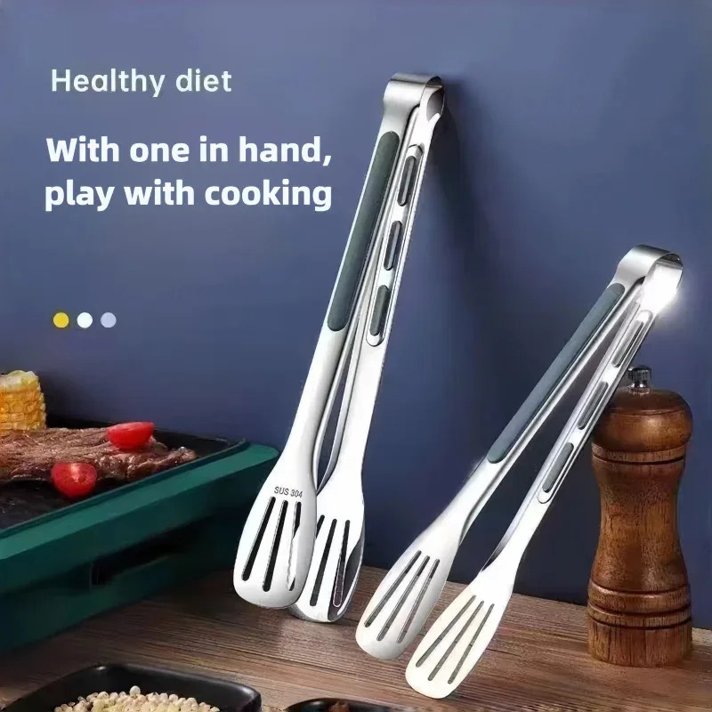 Gaming Kitchen Accessories - Non-Slip Stainless Steel Food Tongs for