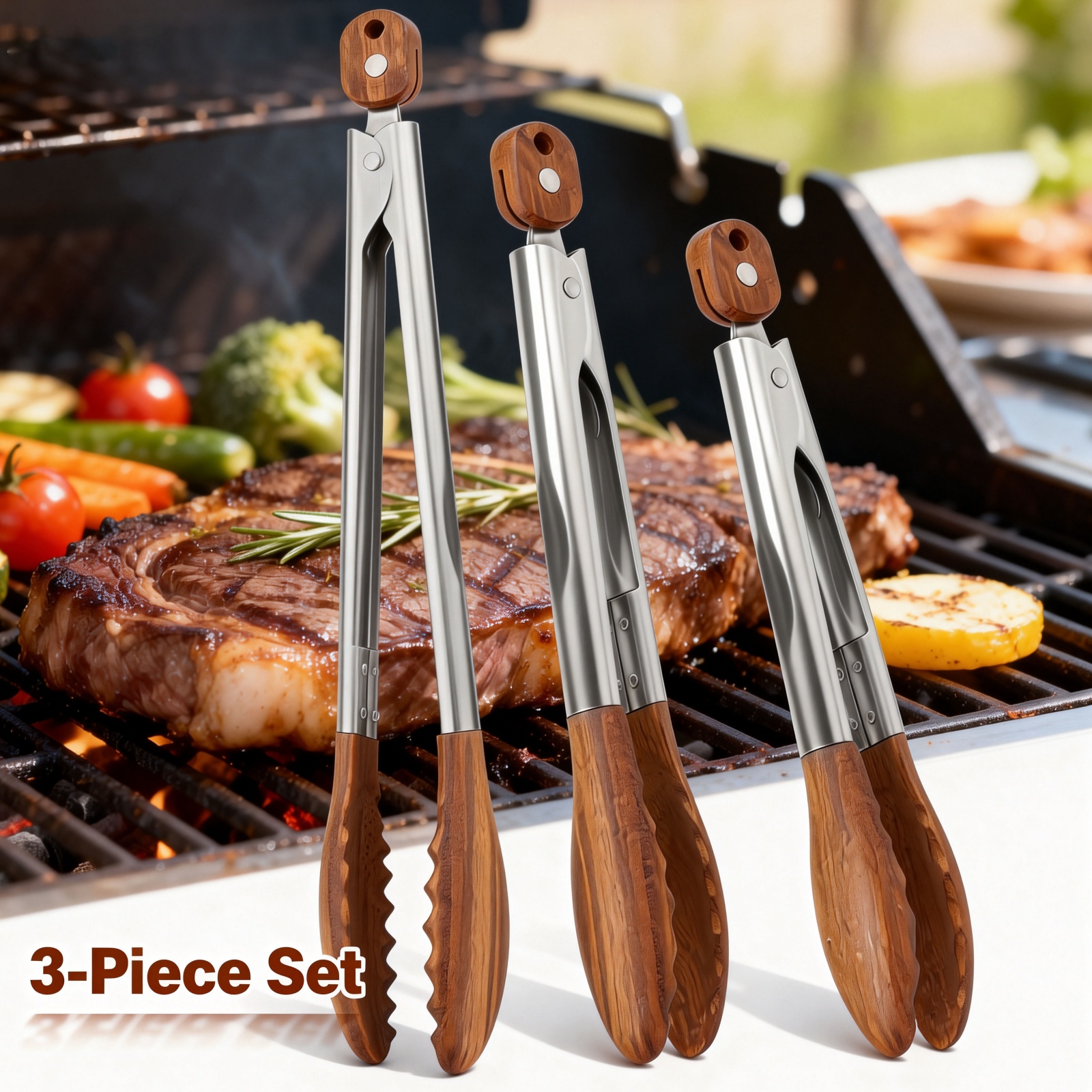 Gaming Kitchen Accessories - 2/3 Pcs Food Tongs Walnut Wood