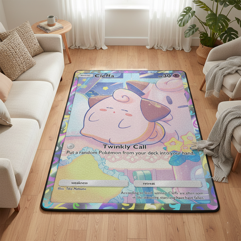 Gaming Accessories Aesthetic - Pokemon Cleffa Anime Rug Kawaii Cute