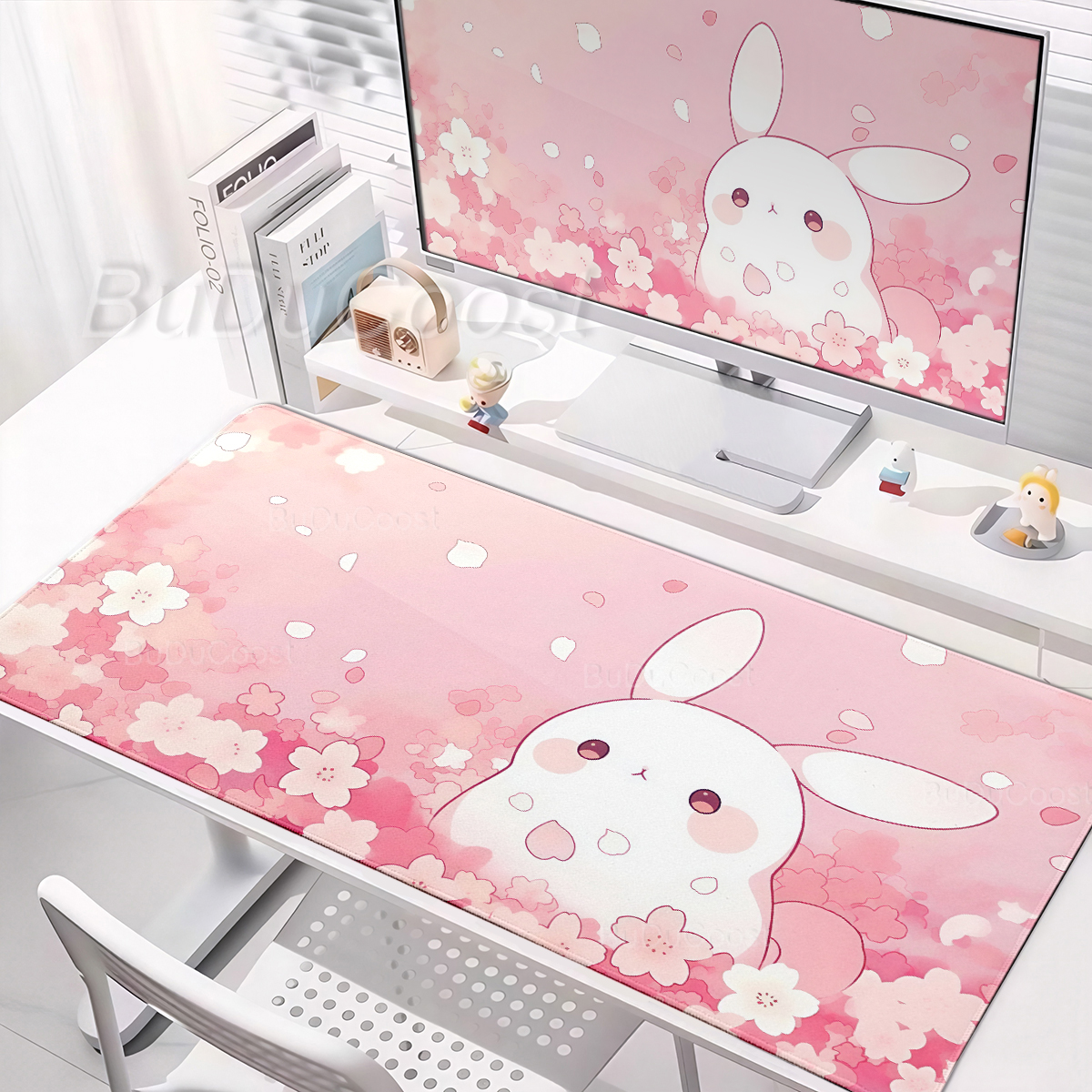 Gaming Accessories Pink - Pink Mousepad Kawaii Rabbit Computer Mouse