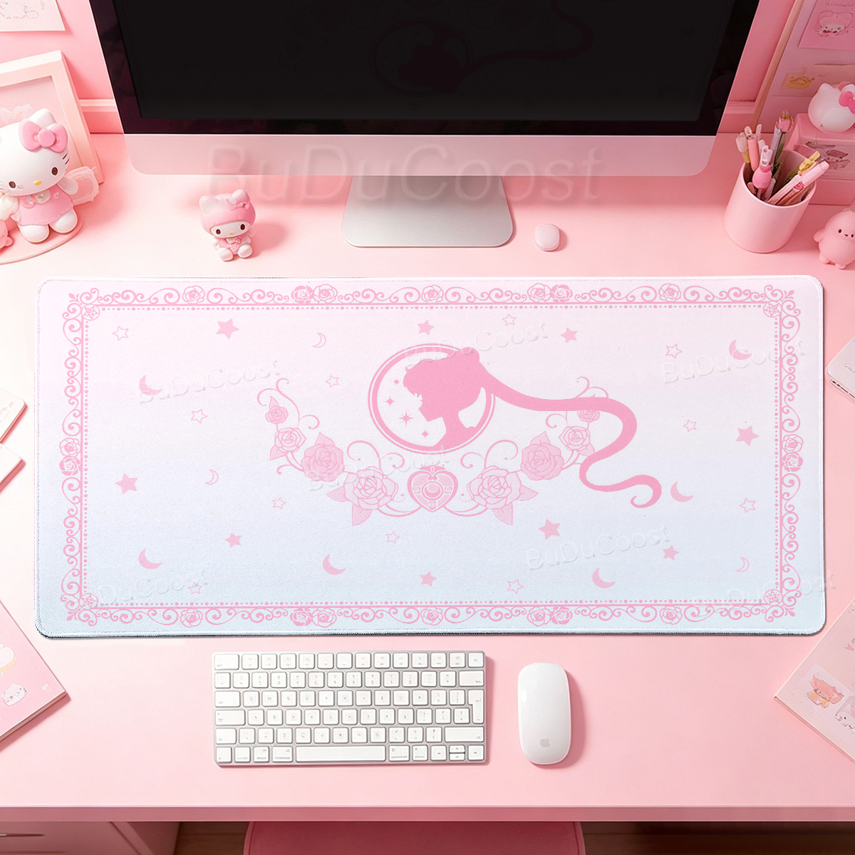 Gaming Accessories Pink - Kawaii Anime Girls Pink Mouse Pad