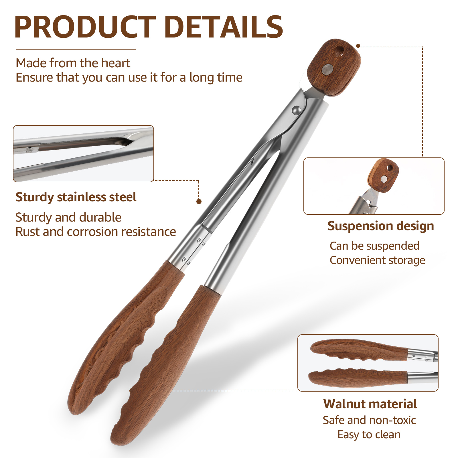 2/3 Pcs Food Tongs Walnut Wood - огляд і ціна Gaming Kitchen Accessories